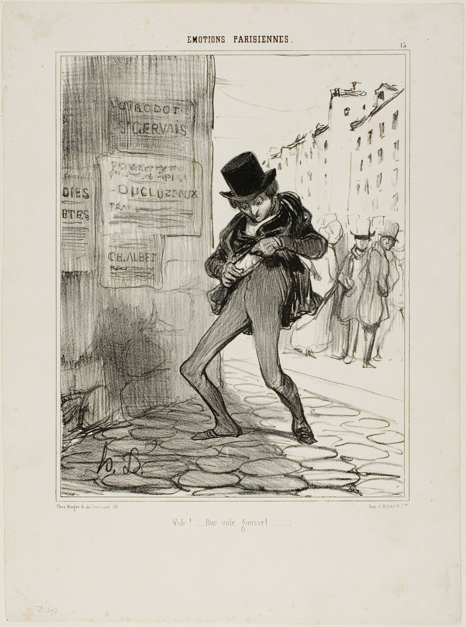Okradziony! Ulica pustych kieszeni..., płyta 13 z Émotions Parisiens autorstwa Honoré Victorin Daumier