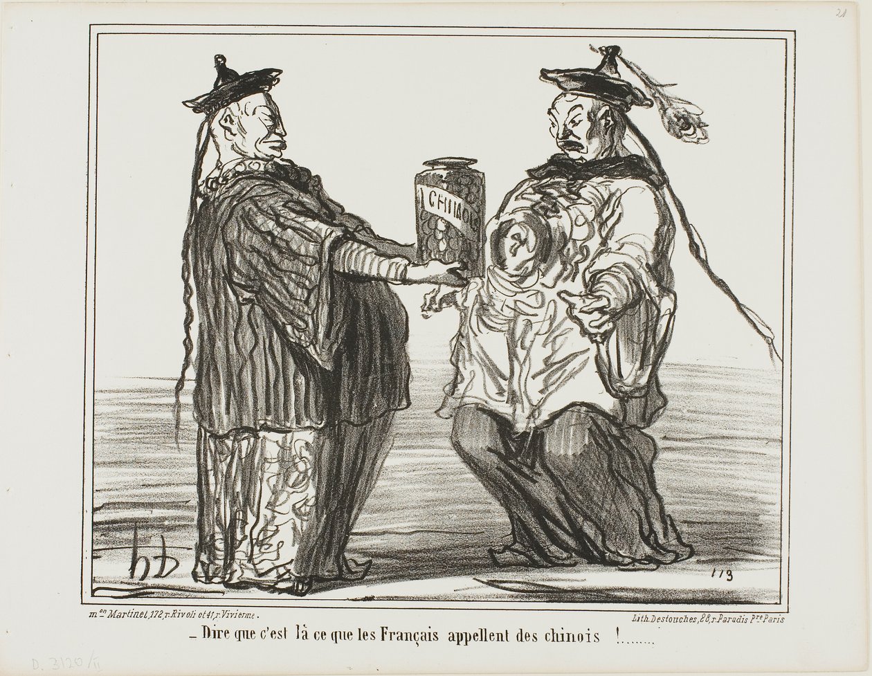 Dziwne... to jest to, co Francuzi nazywają "Chinois", płyta 21 z En Chine autorstwa Honoré Victorin Daumier