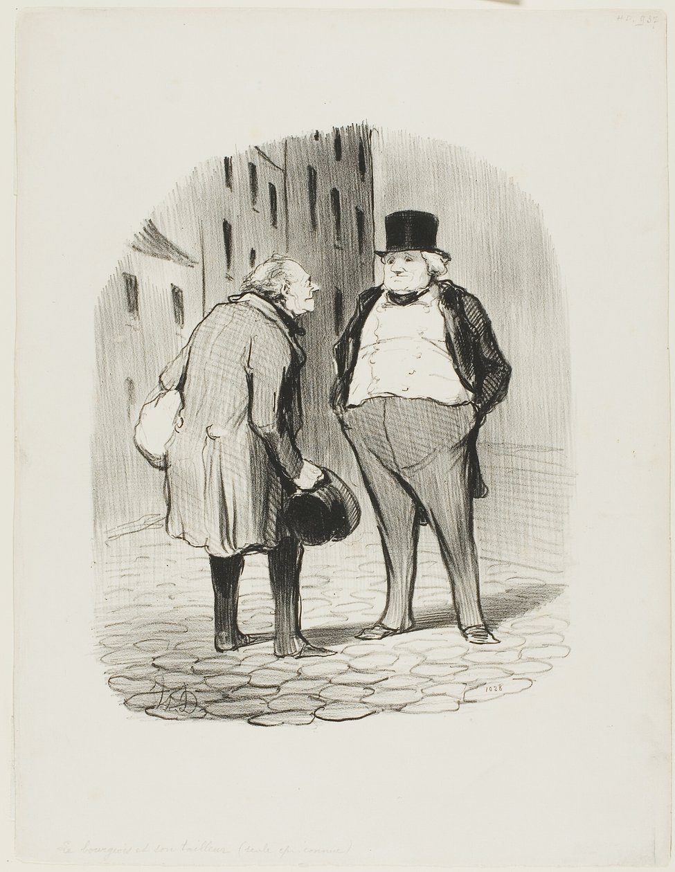 Mieszczanin i jego krawiec, płyta 5 z Les Bons Bourgeois autorstwa Honoré Victorin Daumier