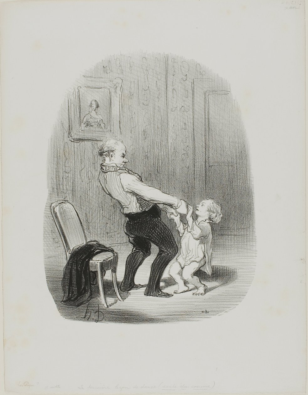 The First Dance Lession, od Les Papas autorstwa Honoré Victorin Daumier