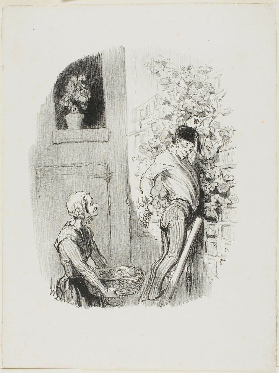 Zbieracz winogron, od Les Bons Bourgeois autorstwa Honoré Victorin Daumier