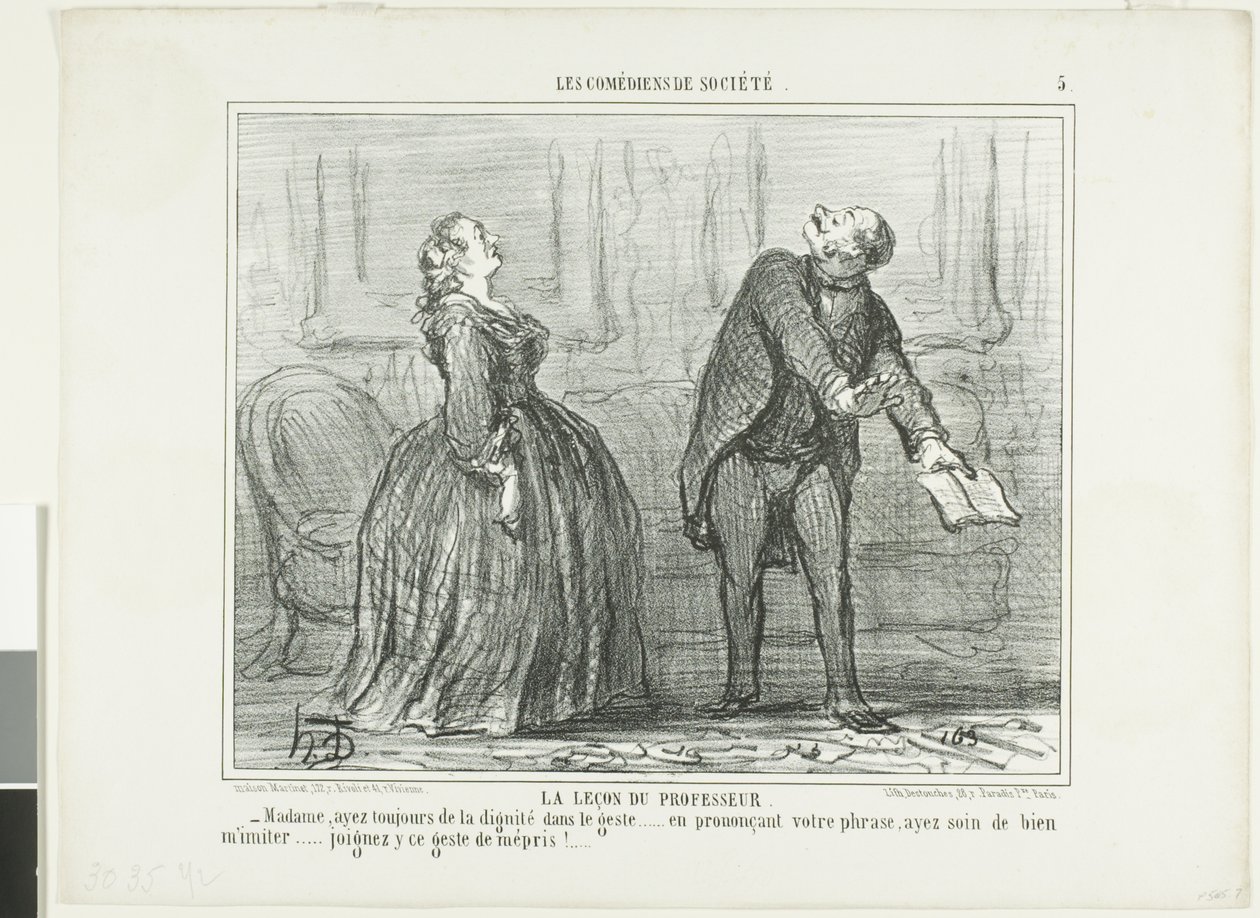 Lekcja profesora, płyta piąta z Les Comédiens de Société autorstwa Honoré Victorin Daumier