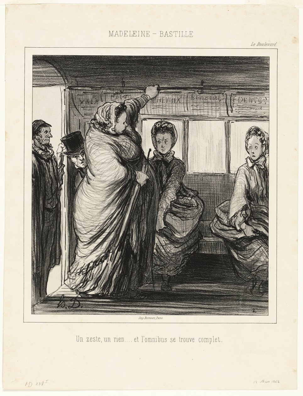 Linia autobusowa Madeleine-Bastille. Drobiazg, nic... i autobus jest pełny autorstwa Honoré Victorin Daumier
