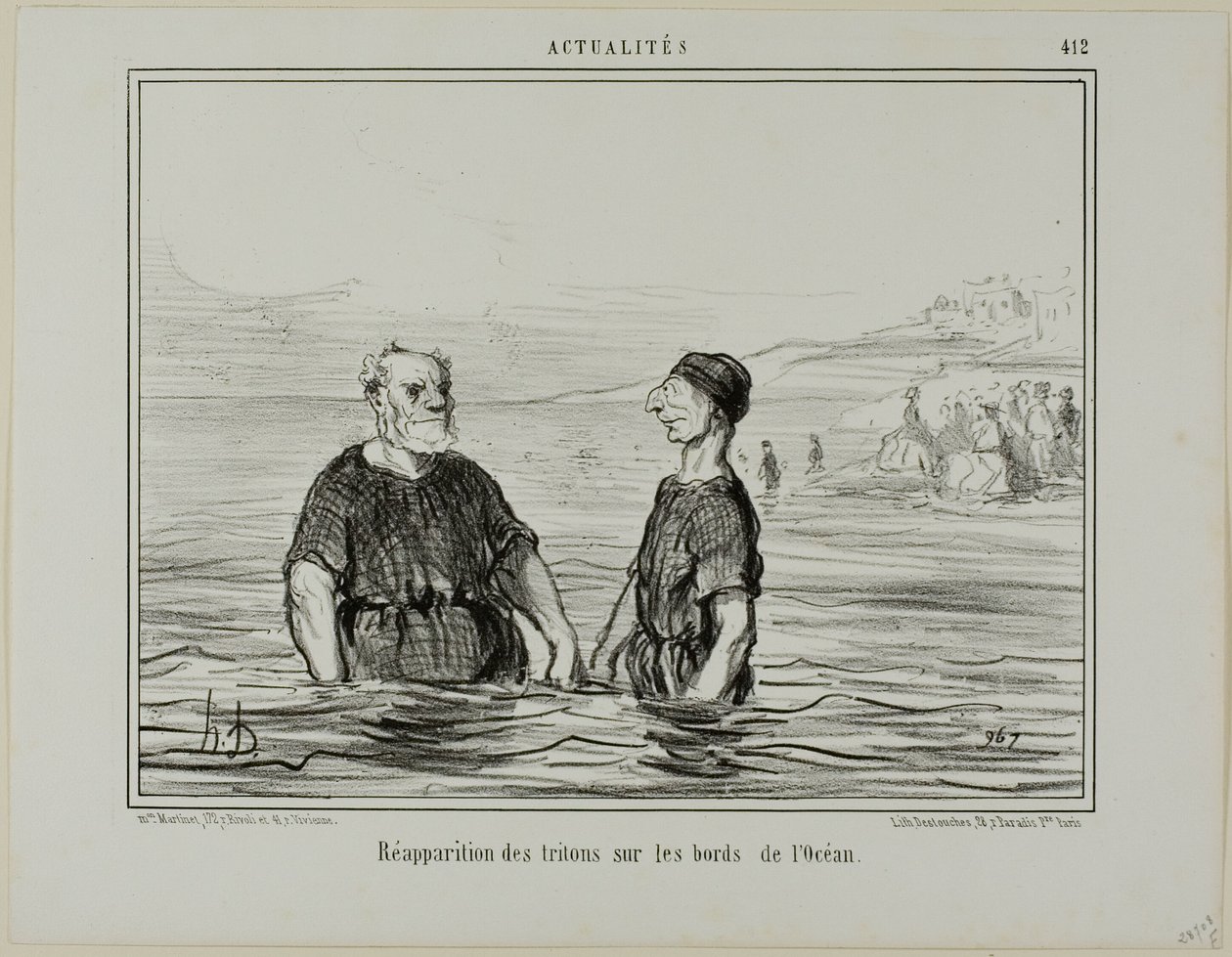 Ponowne pojawienie się trytonów morskich, płyta 412 z Actualités autorstwa Honoré Victorin Daumier