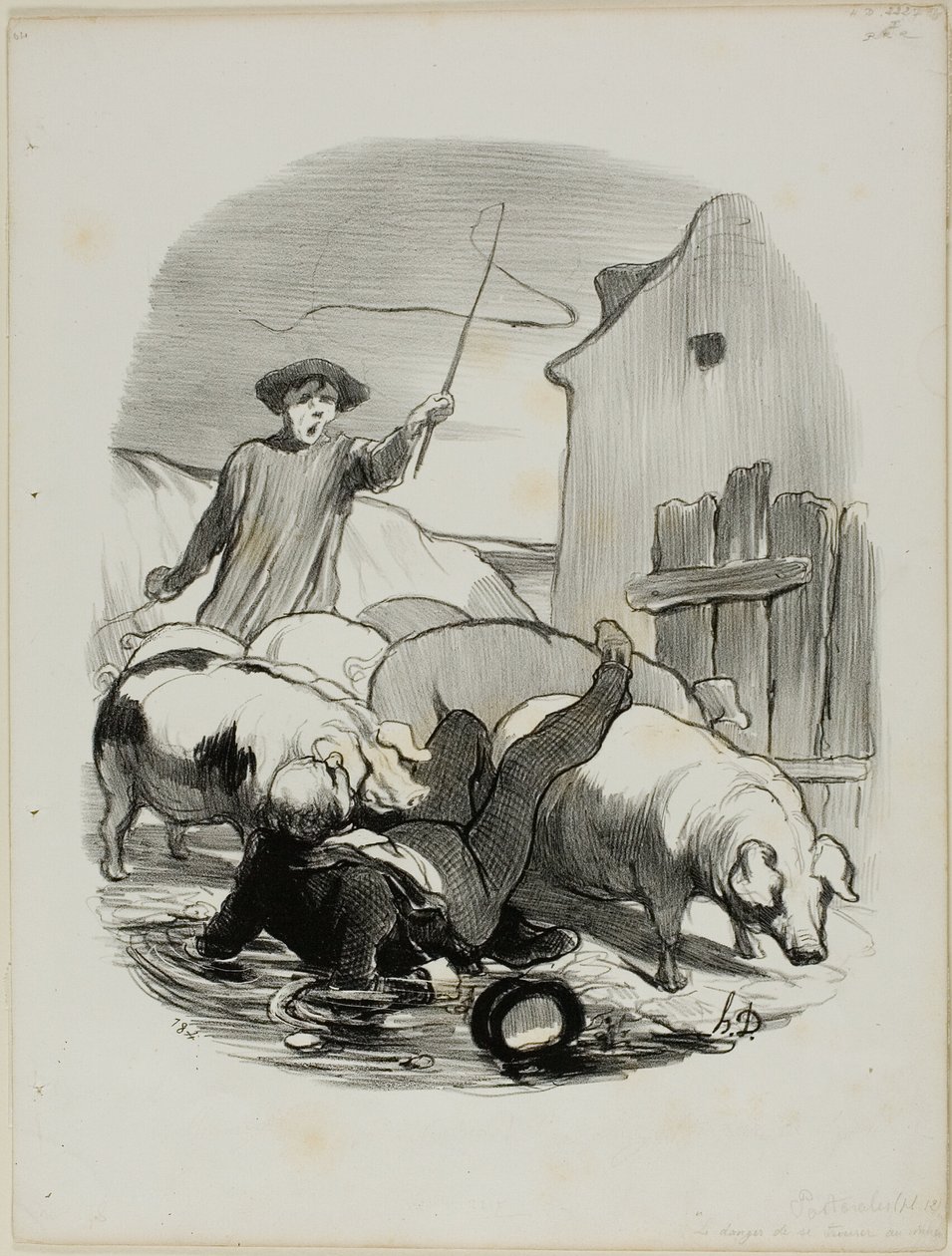 Niebezpieczeństwo bycia złapanym w pościg za stromizną, płyta 12 od Pastorales autorstwa Honoré Victorin Daumier