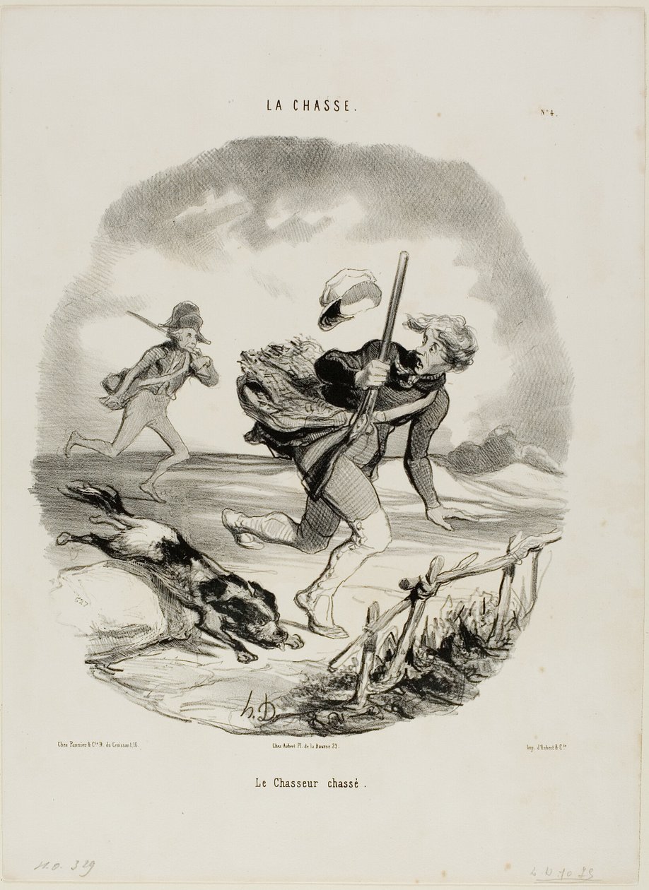 Upolowany myśliwy, płyta 4 z La Chasse autorstwa Honoré Victorin Daumier