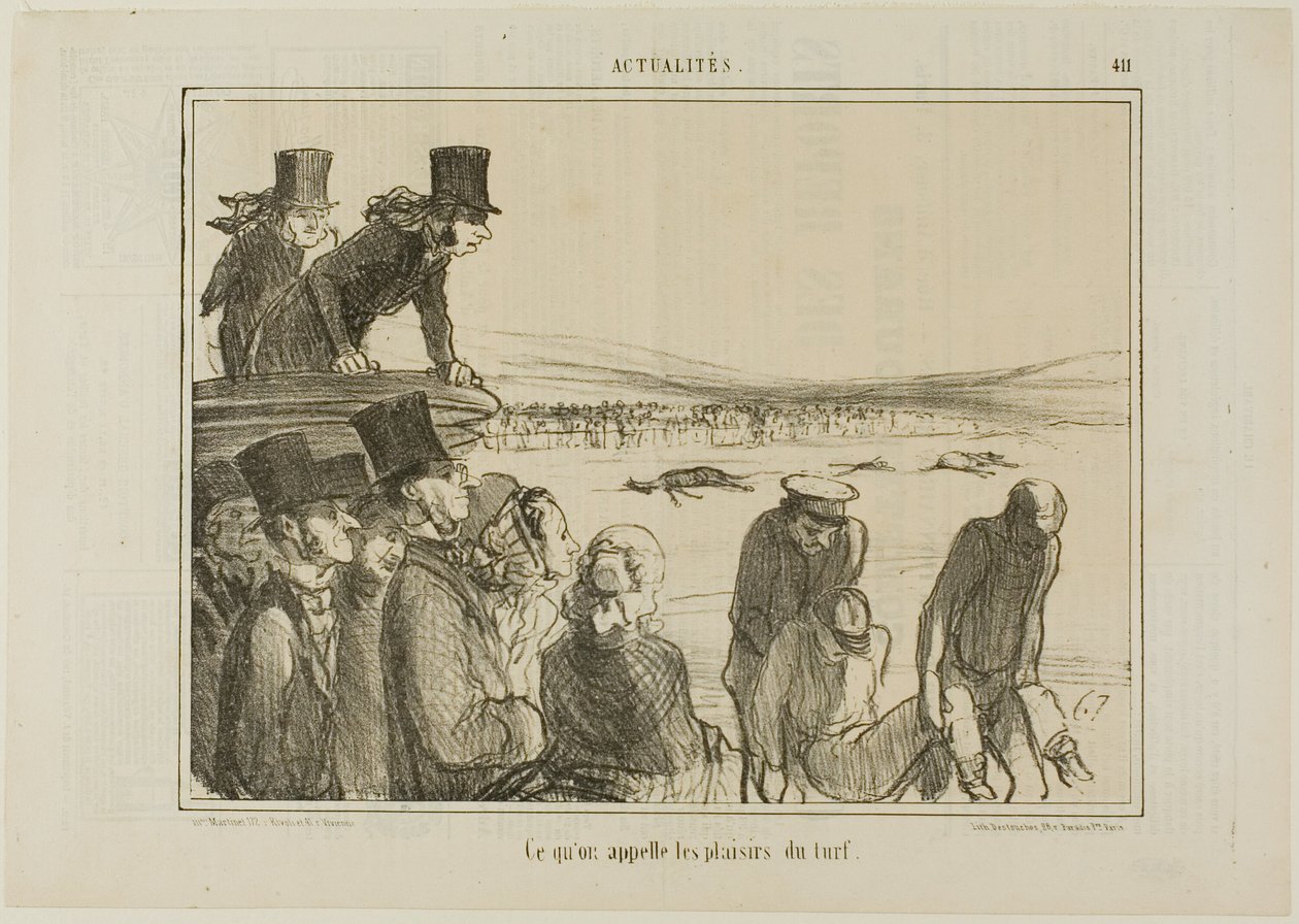 Oto radości wyścigów konnych, płyta 411 z Actualités autorstwa Honoré Victorin Daumier