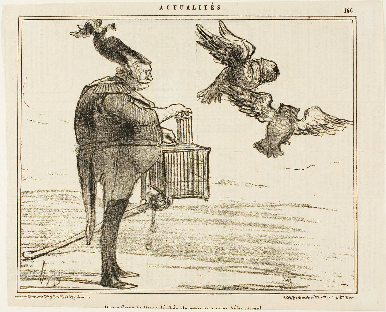 Dwóch Wielkich Książąt wyrusza do Sewastopola, płyta 166 z Actualités autorstwa Honoré Victorin Daumier