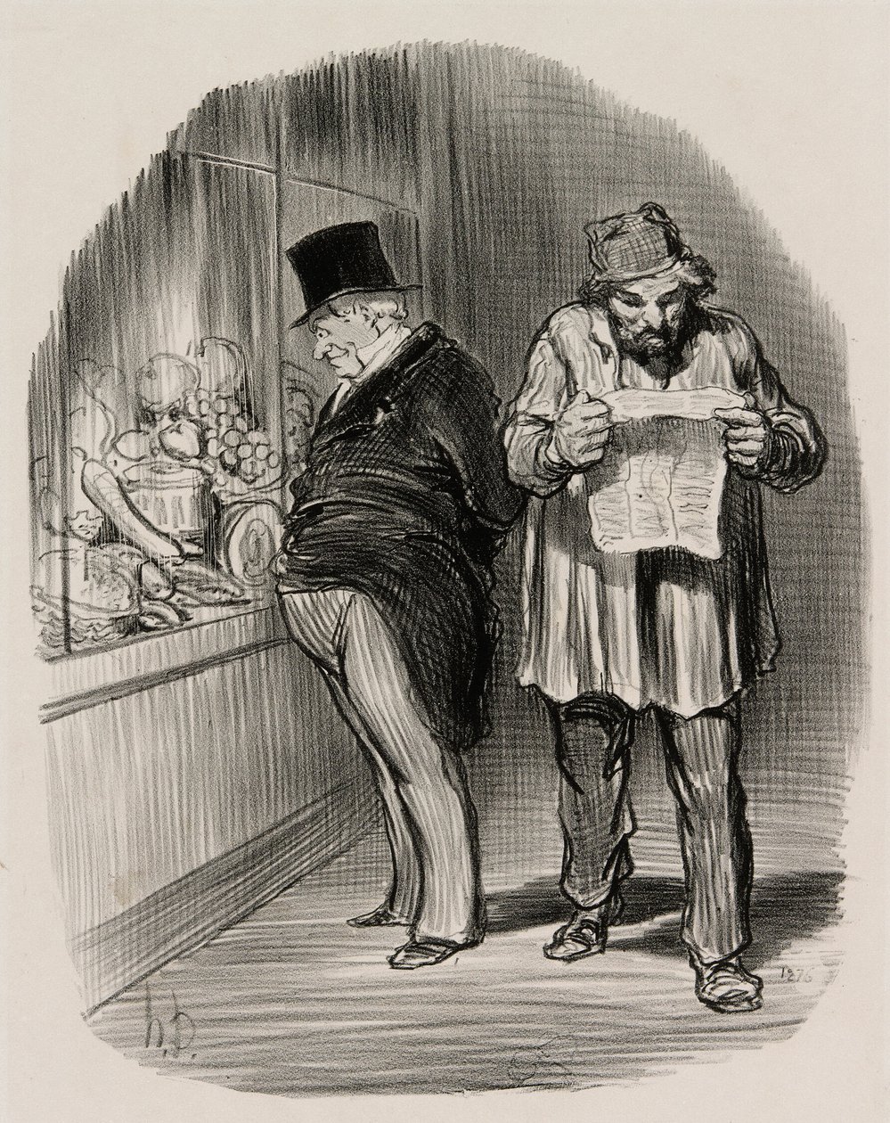 Robotnik i burżuj, z Les Parisiens En 1848 autorstwa Honoré Victorin Daumier