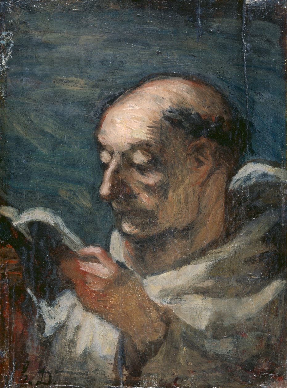Czytanie mnicha autorstwa Honoré Daumier