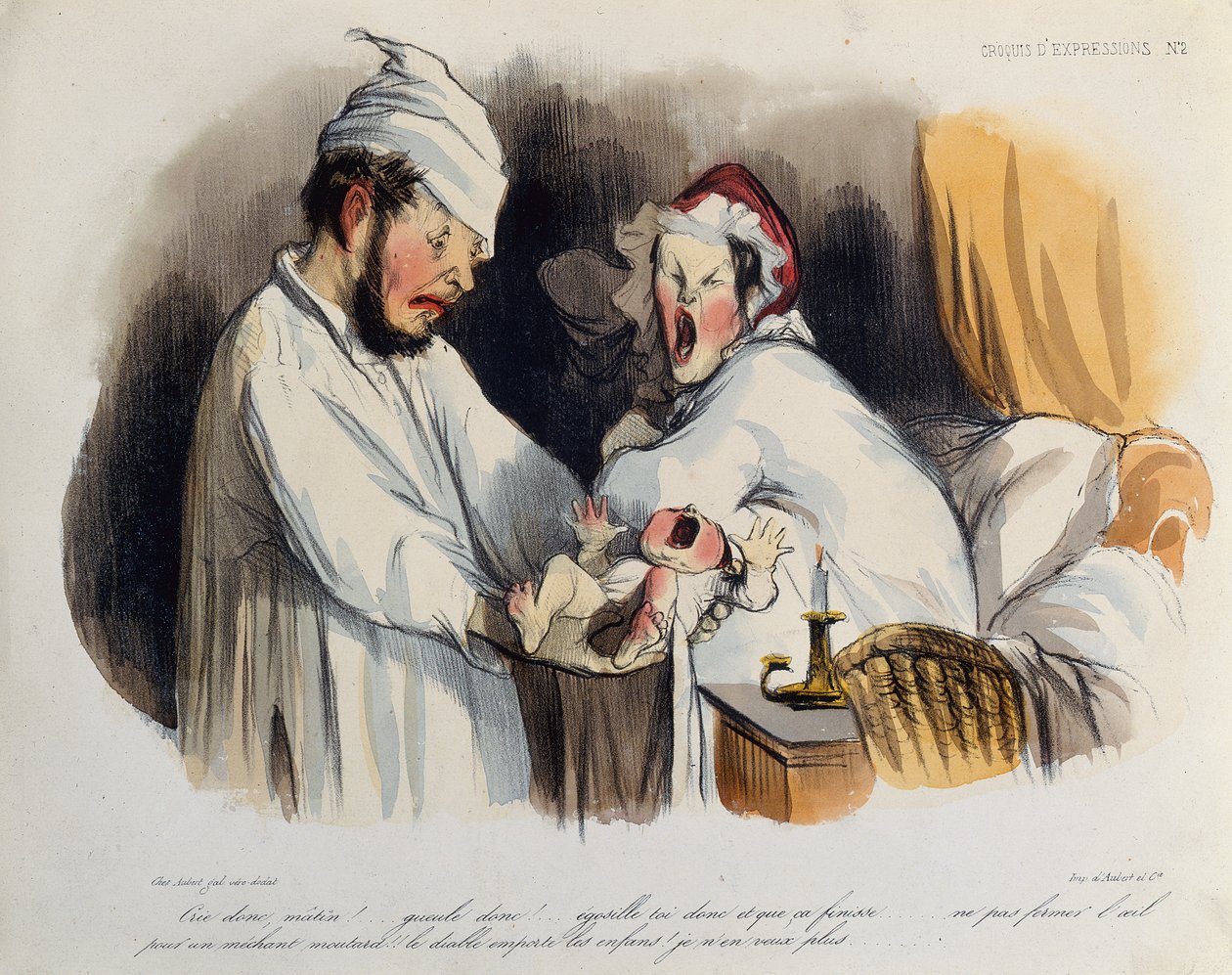 Rodzice obudzeni przez swoje dziecko autorstwa Honoré Daumier