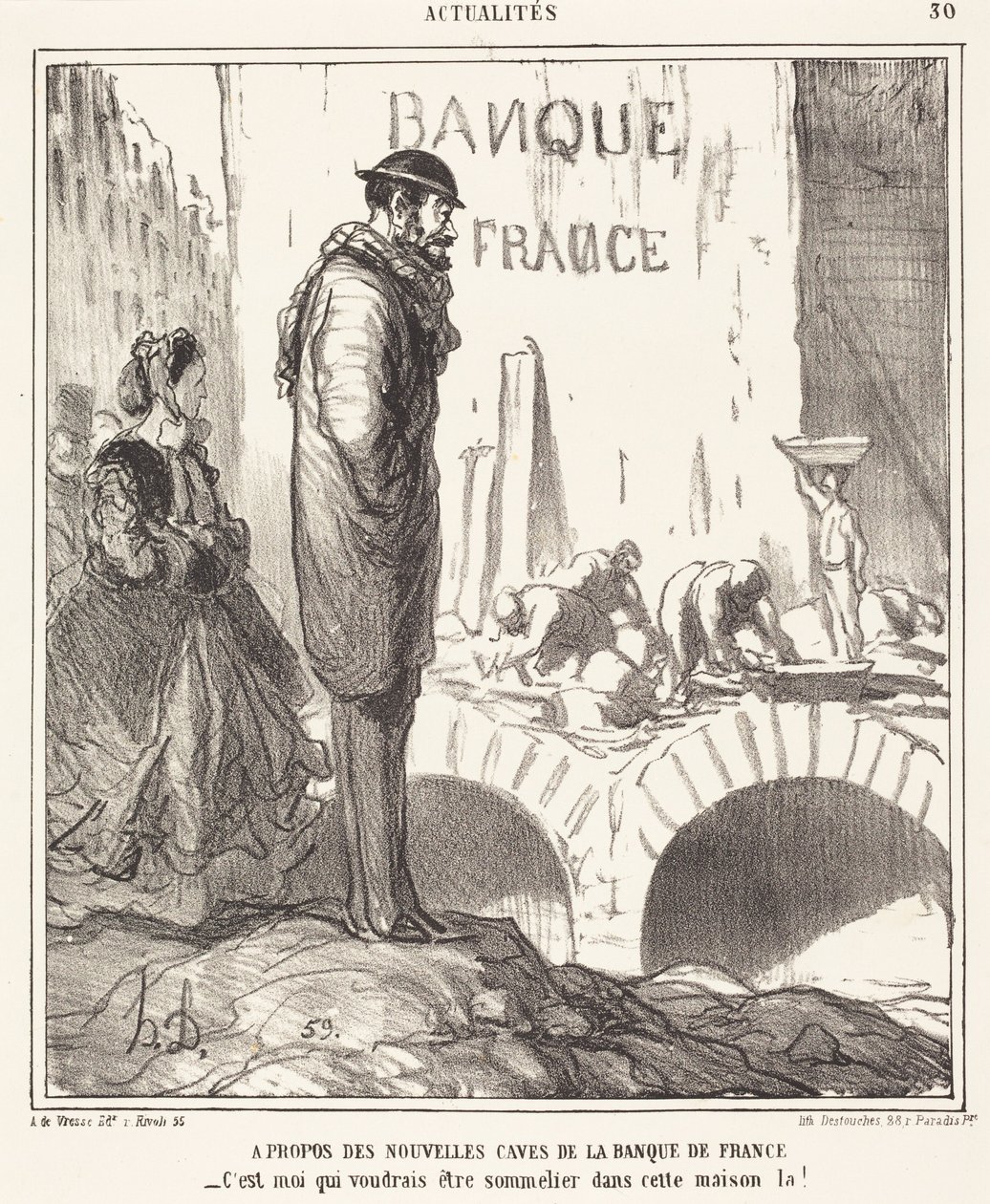 O ... piwnicach Banque de France autorstwa Honoré Daumier