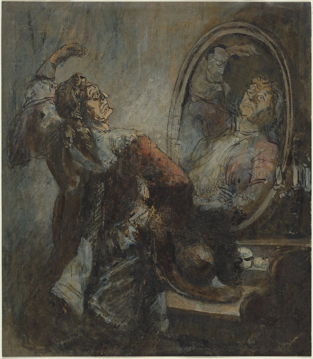 Aktor pozujący przed lustrem autorstwa Honore Daumier