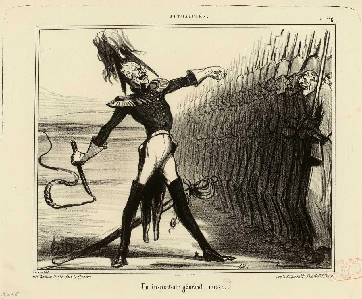 Aktualności nr 116: Rosyjski inspektor generalny autorstwa Honoré Daumier