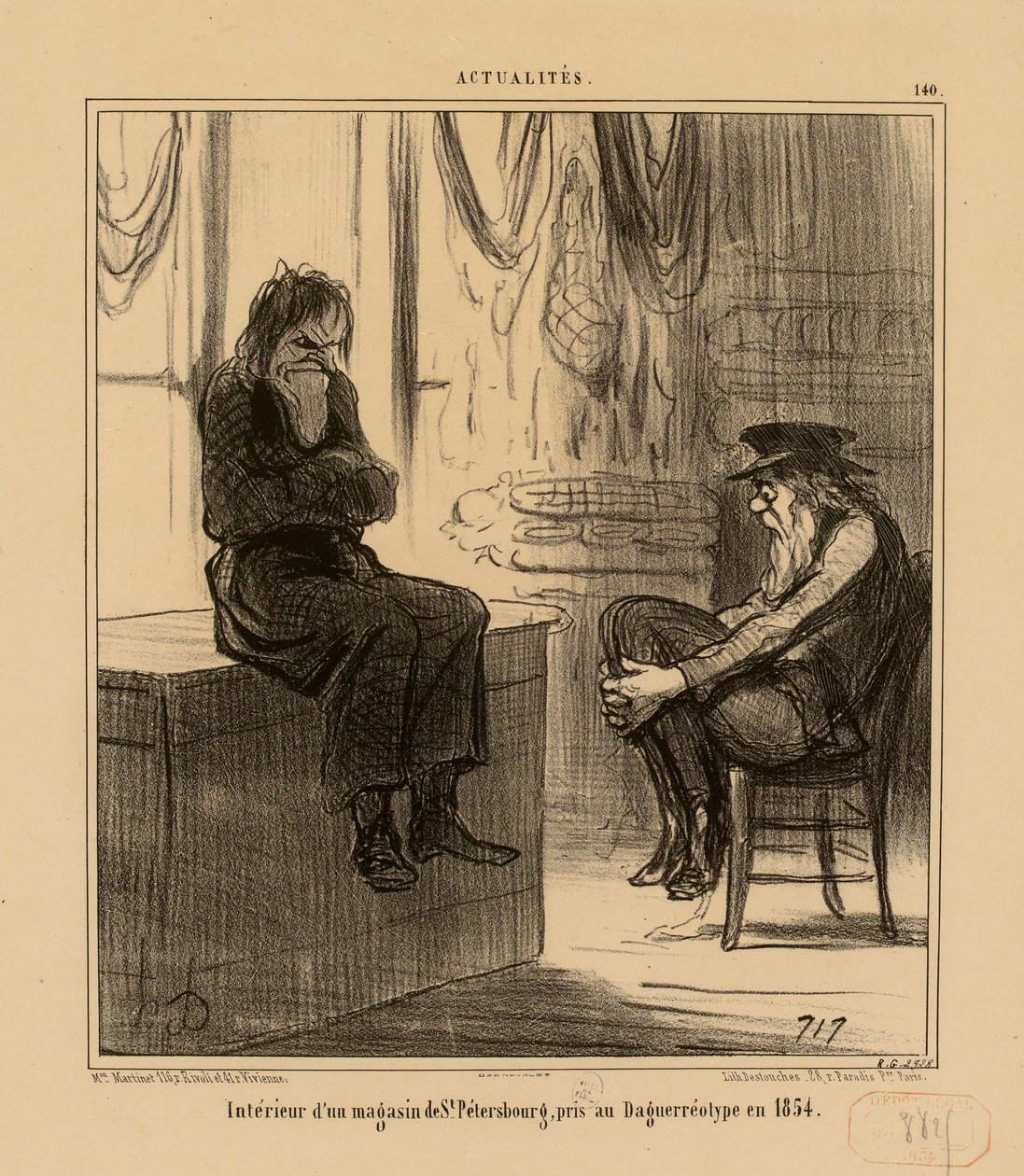 Aktualności nr 140: Wnętrze sklepu w Sankt Petersburgu, sfotografowane techniką dagerotypu w 1854 roku autorstwa Honoré Daumier