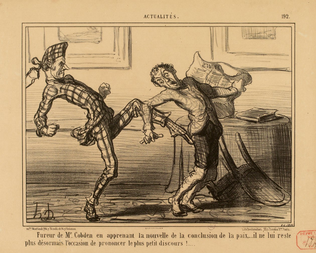 Aktualności nr 192: Wściekłość pana Cobdena na wieść o zawarciu pokoju... autorstwa Honoré Daumier