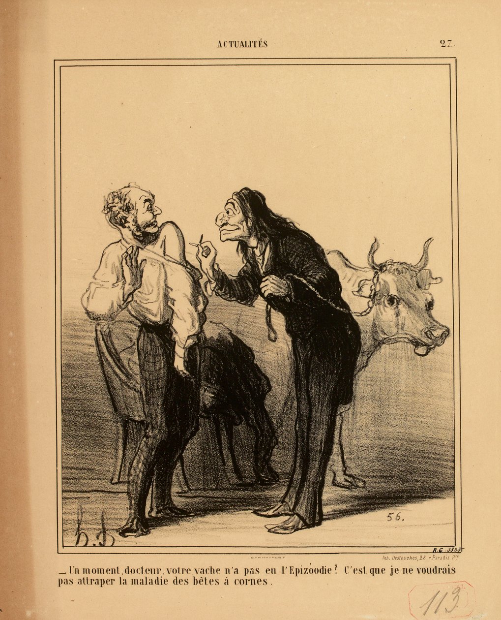 Aktualności nr 27: - Chwileczkę, doktorze, czy pańska krowa nie miała epizootii? autorstwa Honoré Daumier