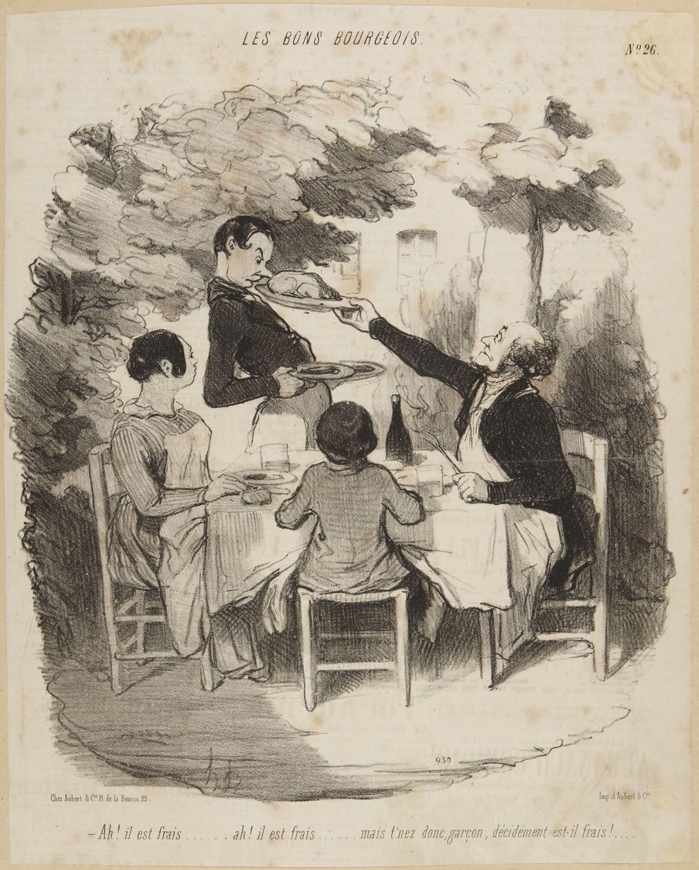 Ach! Jaki on bezczelny..., numer 26 z serii „Dobrzy mieszczanie” z Le Charivari autorstwa Honoré Daumier