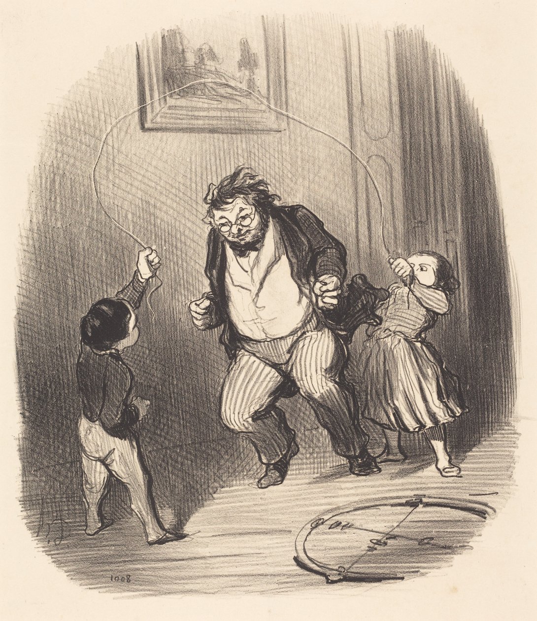 No dalej, tato... jeszcze raz... trzydzieści dwa okrążenia!... autorstwa Honoré Daumier