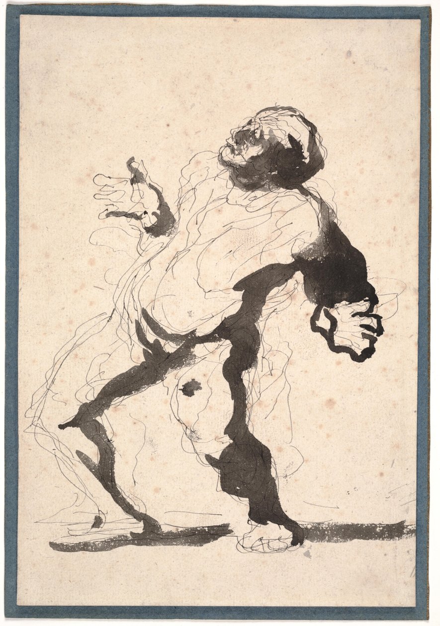 Aktor (pióro i tusz oraz pranie na papierze) autorstwa Honoré Daumier