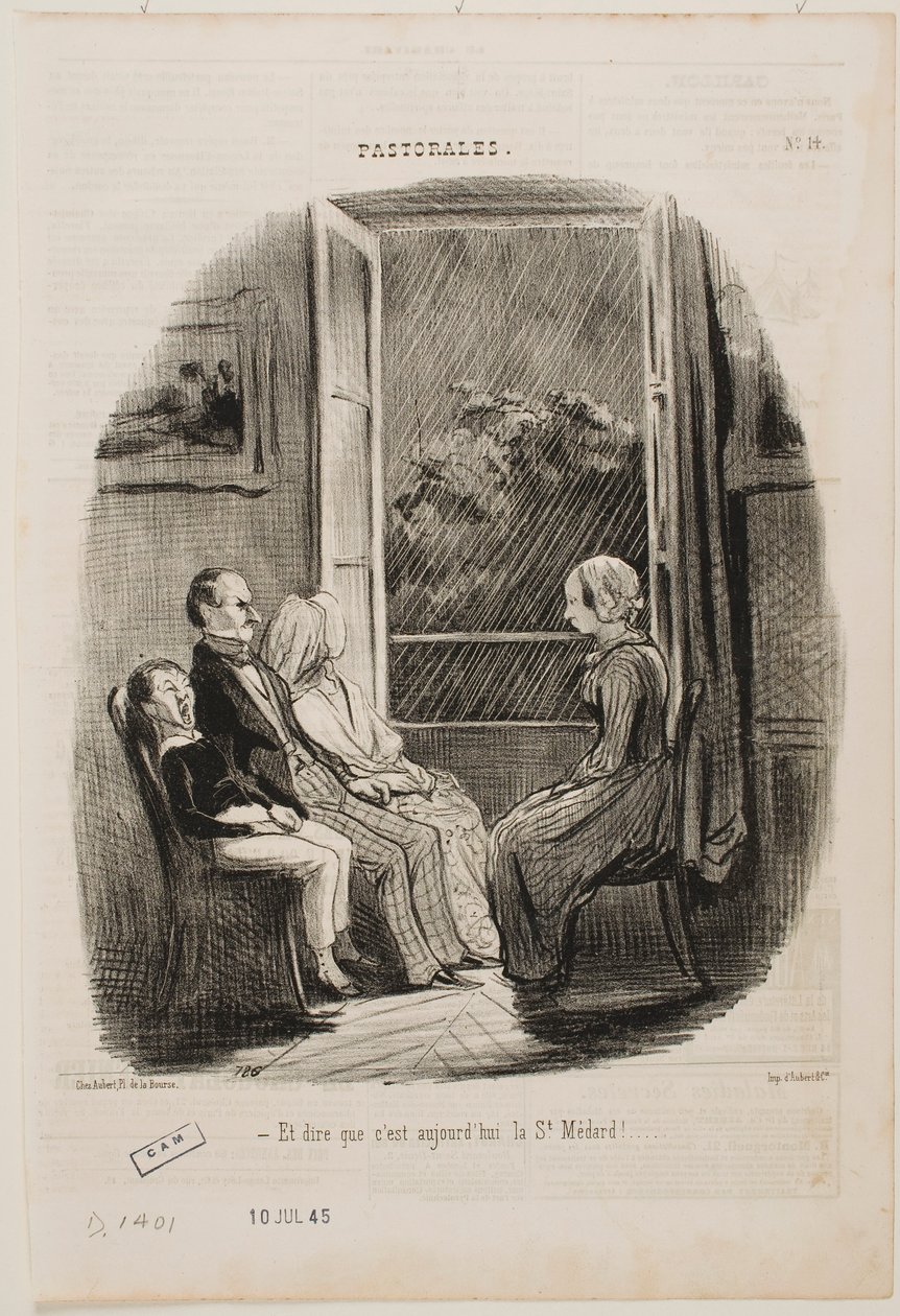 I pomyśleć, że dziś jest dzień świętego Médarda! autorstwa Honoré Daumier