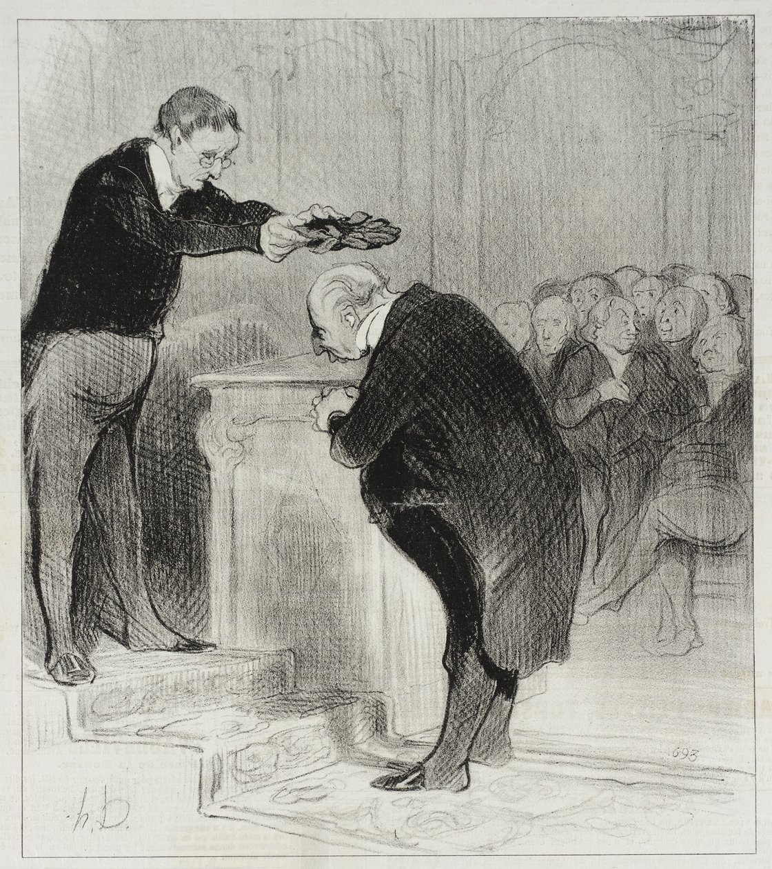 Proszę podejść, panie Gérenflot… proszę podejść, by odebrać koronę… autorstwa Honoré Daumier