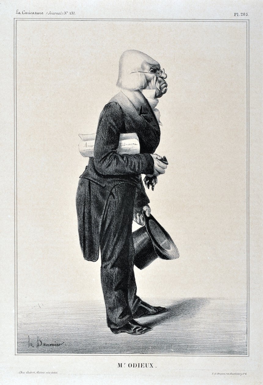 Grafika: Honore Daumier (1808-1879). Charivari pochodzi z 1833 roku: Serie Celebrites de la Caricature „” M. Odieux”” MUZEUM SZTUK PIĘKNYCH - PALAIS LONGCHAMP, MARSEILLE autorstwa Honoré Daumier