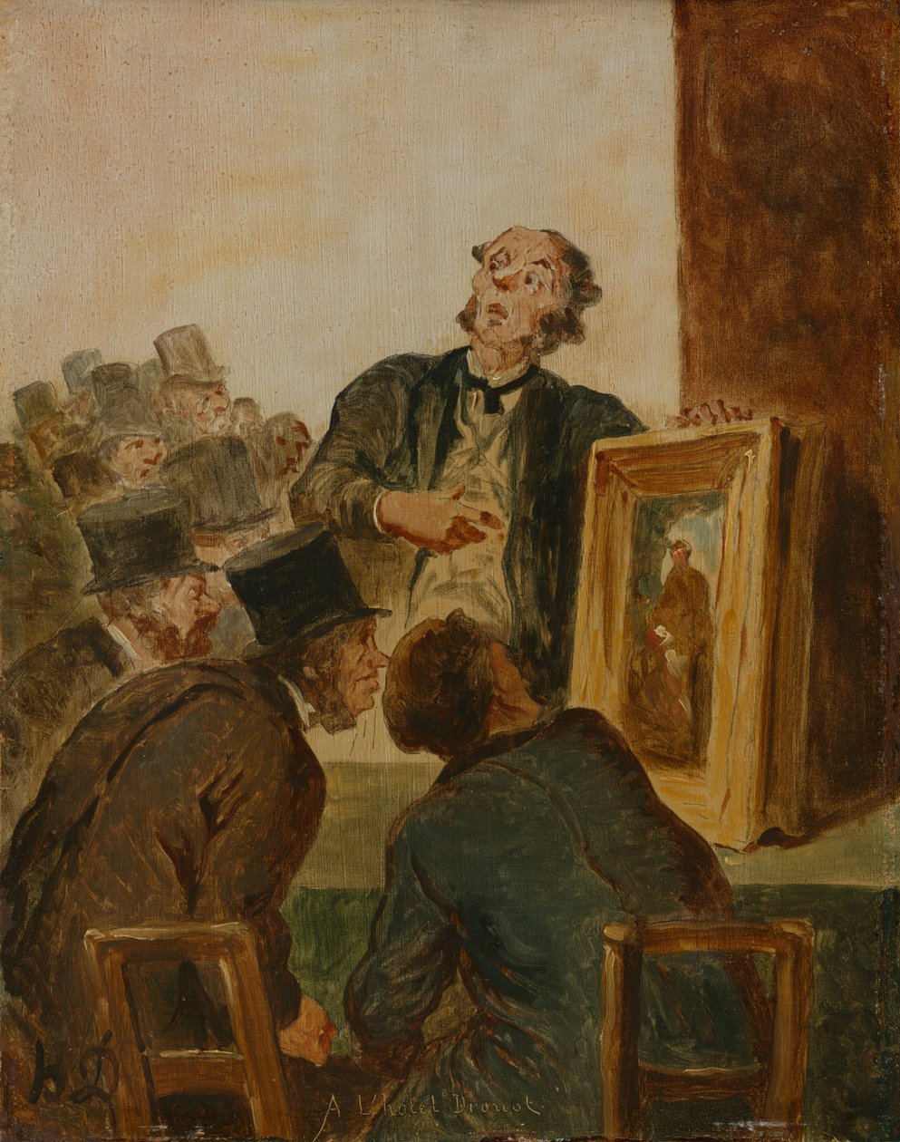 W Galerii Drouot autorstwa Honoré Daumier