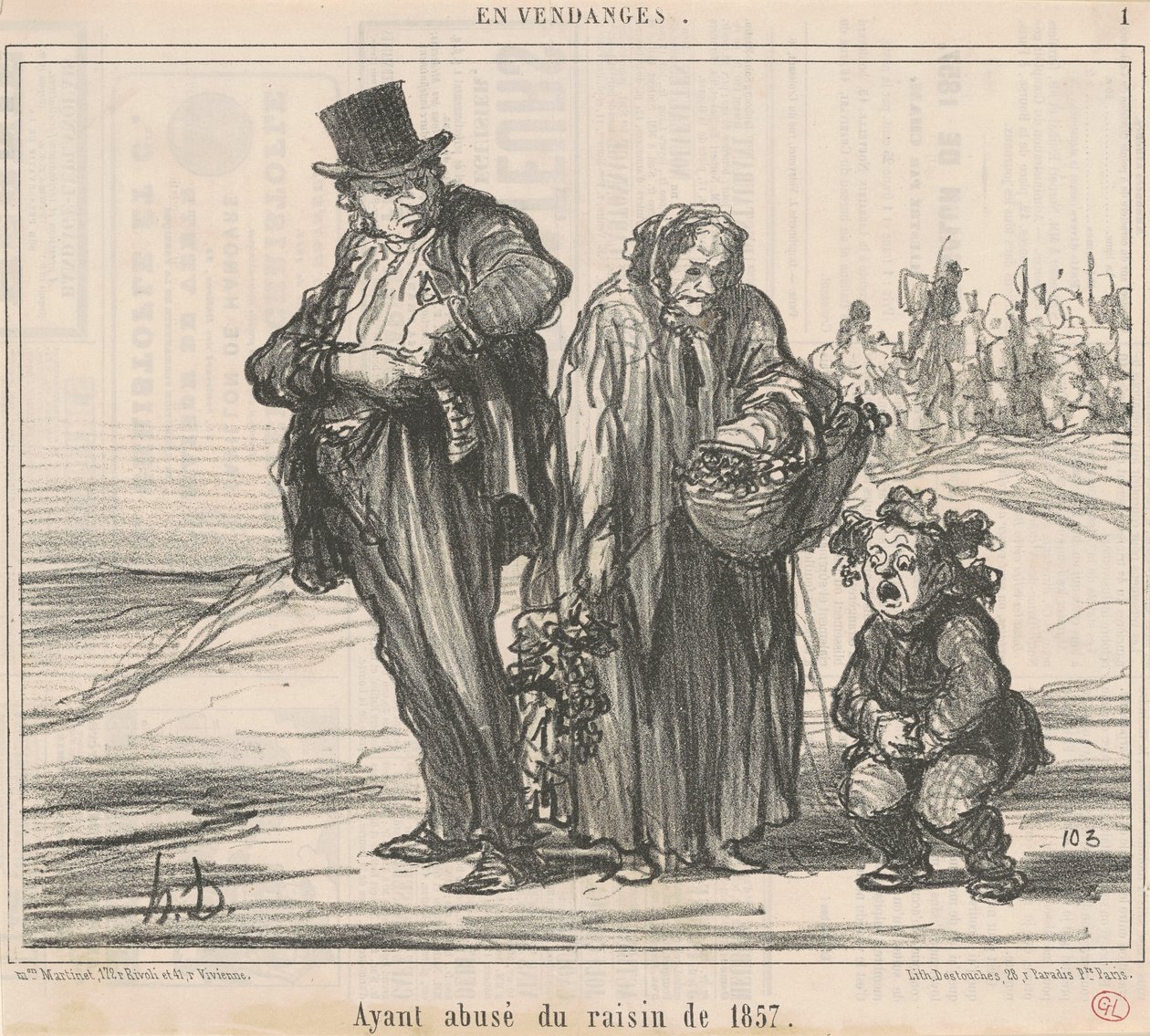 Po nadużyciu winogron z 1857 r. autorstwa Honoré Daumier