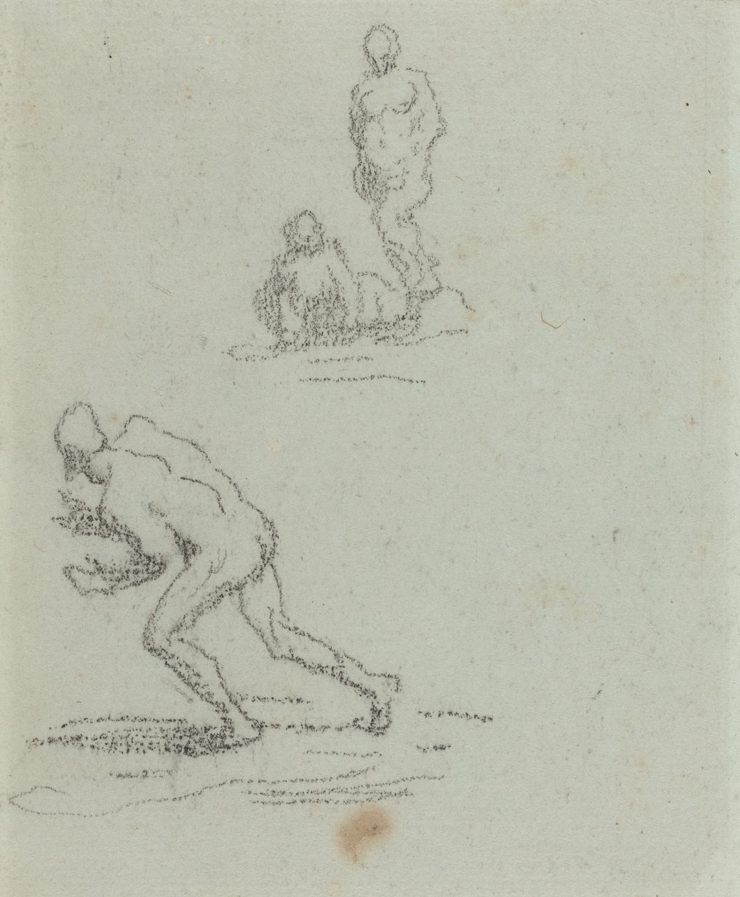 Kąpiący się (czarna kreda na zielonym papierze) autorstwa Honore Daumier