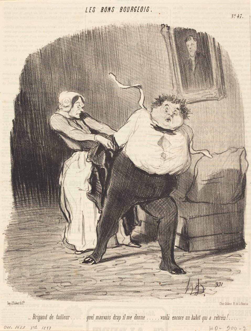 Krawiecki bandyta... kolejne ubranie... skurczone! autorstwa Honoré Daumier