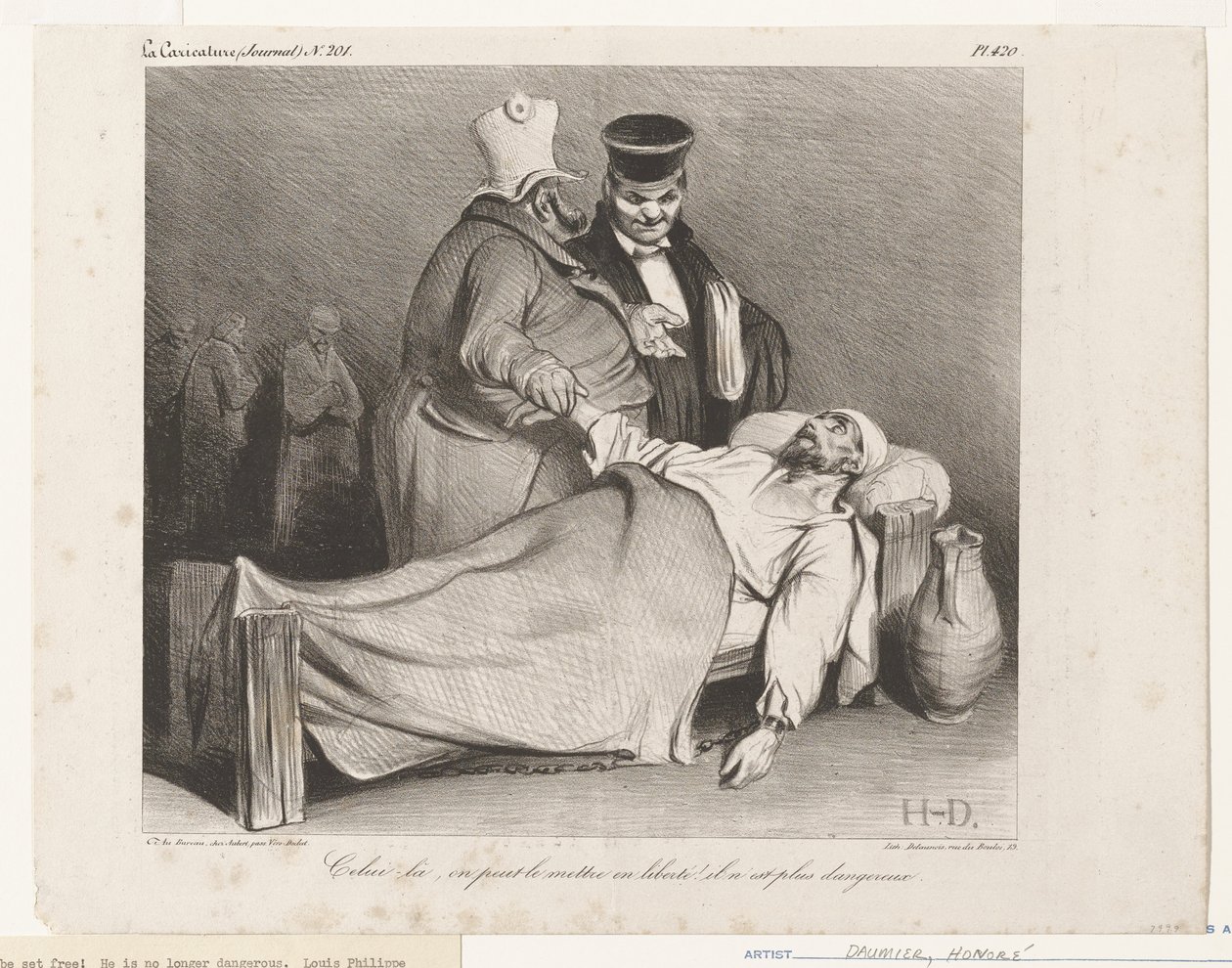 Tego można wypuścić na wolność! Nie stanowi już zagrożenia. (z „La Caricature”) autorstwa Honoré Daumier