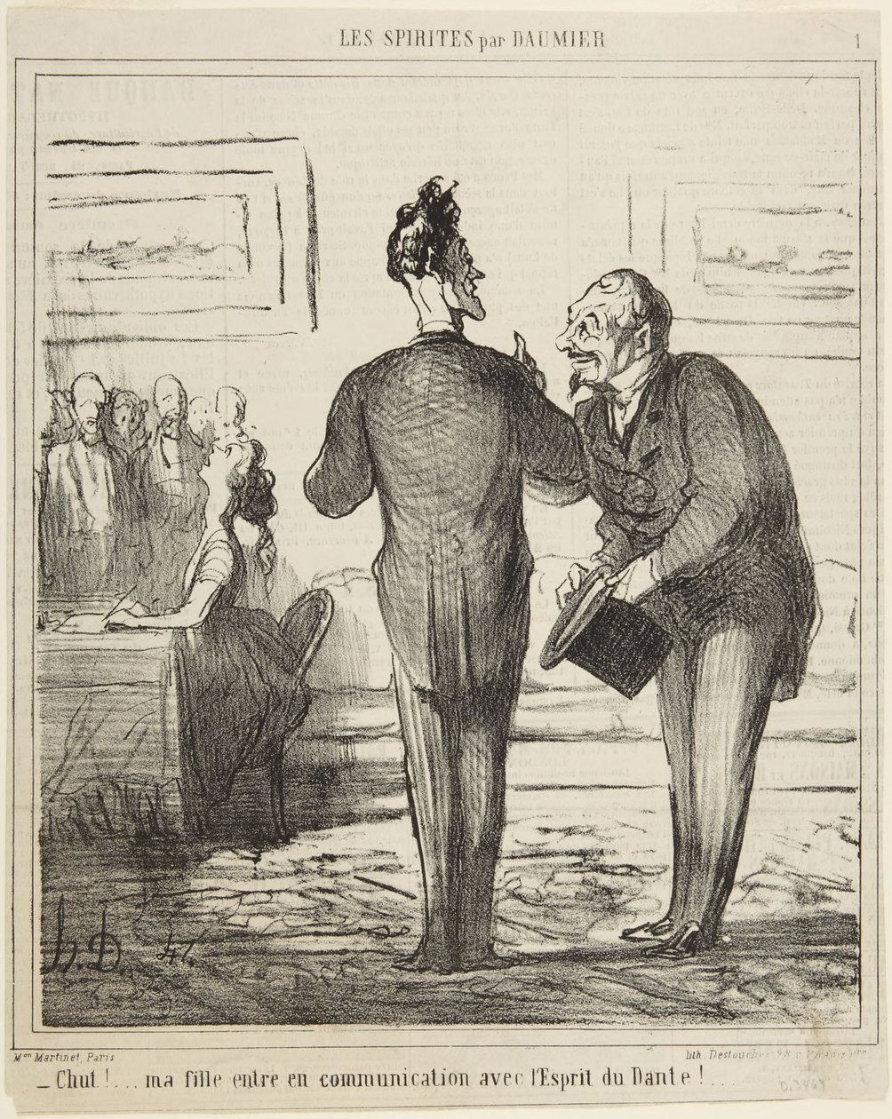 Cicho...! Moja córka nawiązuje kontakt z duchem Dantego!, numer 1 z serii Spirytyści z Le Charivari autorstwa Honoré Daumier
