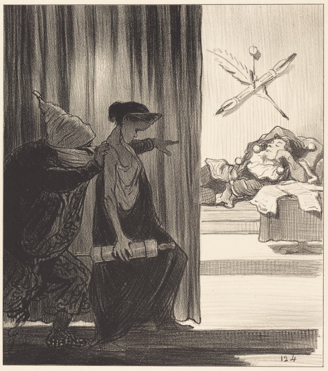 Klitajmestra popychana przez mimi Véron... autorstwa Honoré Daumier