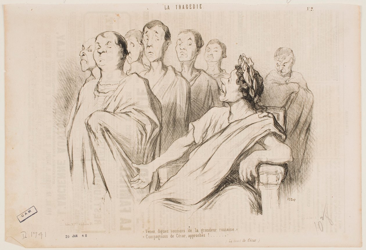 Przyjdźcie, dostojne filary rzymskiej wielkości... przyjaciele Cezara, zbliżcie się! autorstwa Honoré Daumier