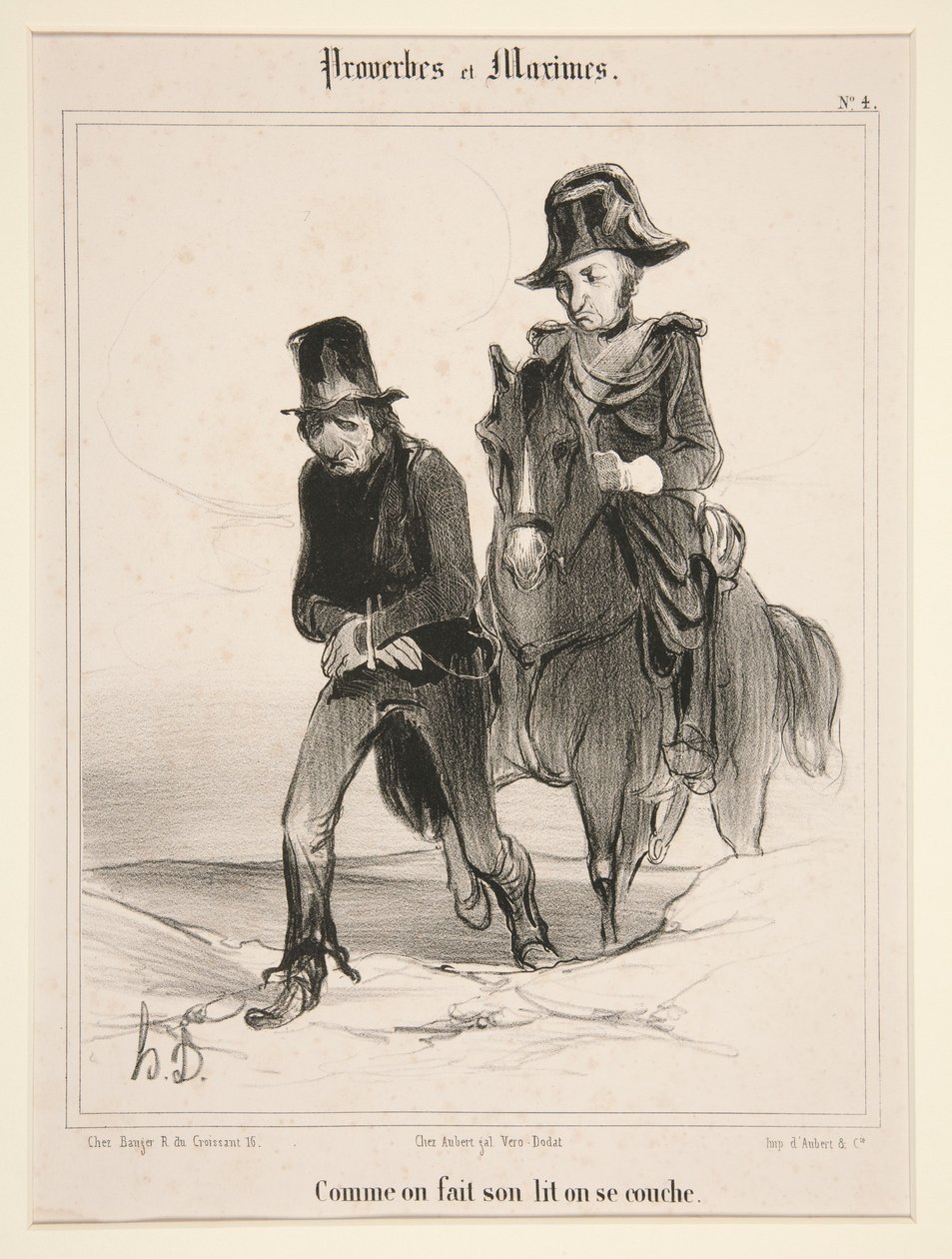 Jak sobie pościelesz, tak się położysz, ilustracja nr 4 z serii „Przysłowia i sentencje” autorstwa Honoré Daumier