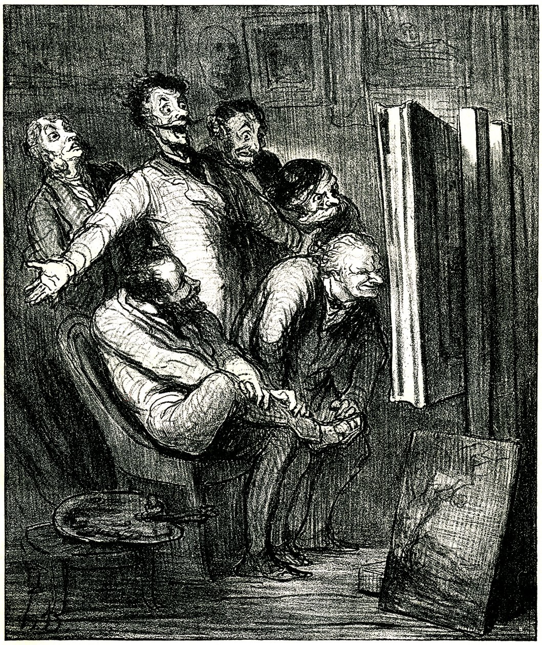 Krytycy przed obrazem autorstwa Honore Daumier