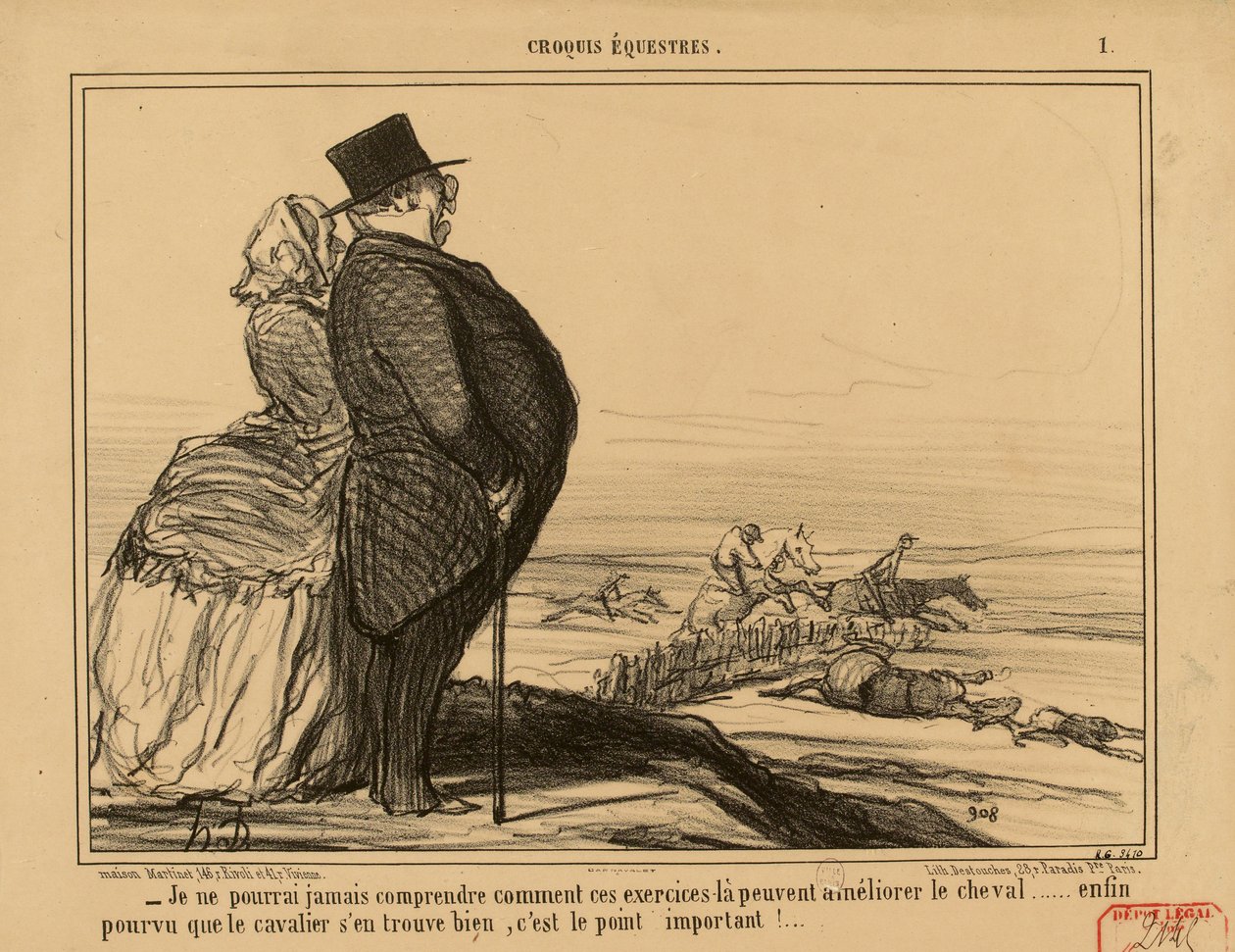 Croquis Equestres Nr. 1: - Ich werde nie verstehen können, wie diese Übungen... autorstwa Honoré Daumier