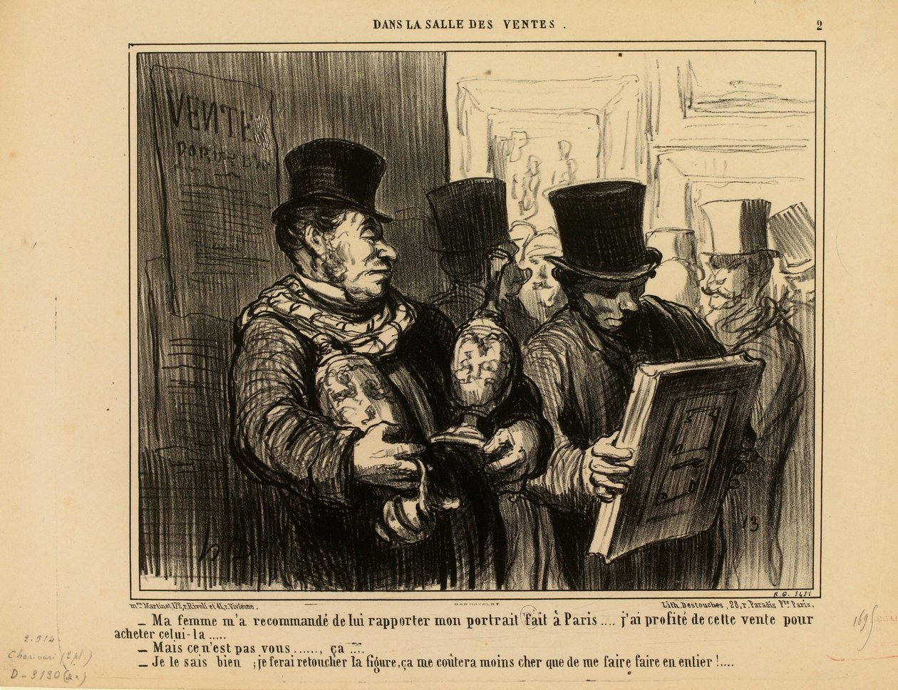 W sali aukcyjnej nr 2: Moja żona poleciła mi przynieść jej mój portret... autorstwa Honoré Daumier