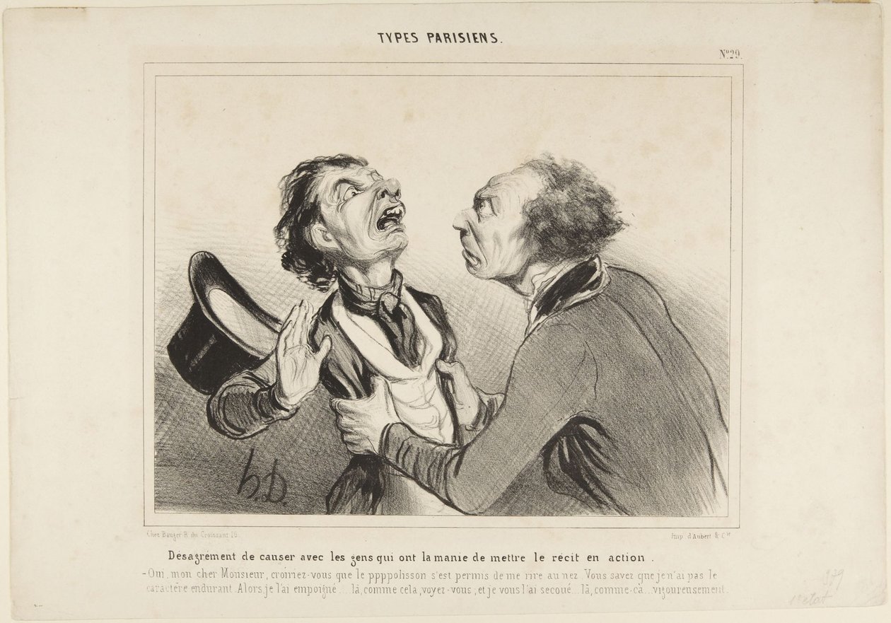 Nieprzyjemność rozmowy z ludźmi ..., numer 29 z serii Typy paryskie autorstwa Honoré Daumier