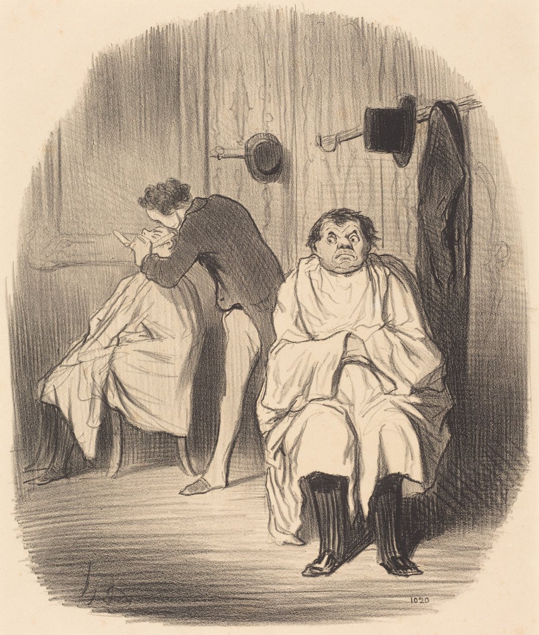 Cholera!... Podobno ta maszynka do golenia nie jest zbyt dobra... autorstwa Honoré Daumier
