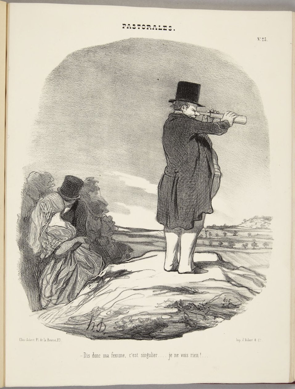 Słuchaj no, żono, to dziwne... nic nie widzę!... autorstwa Honoré Daumier