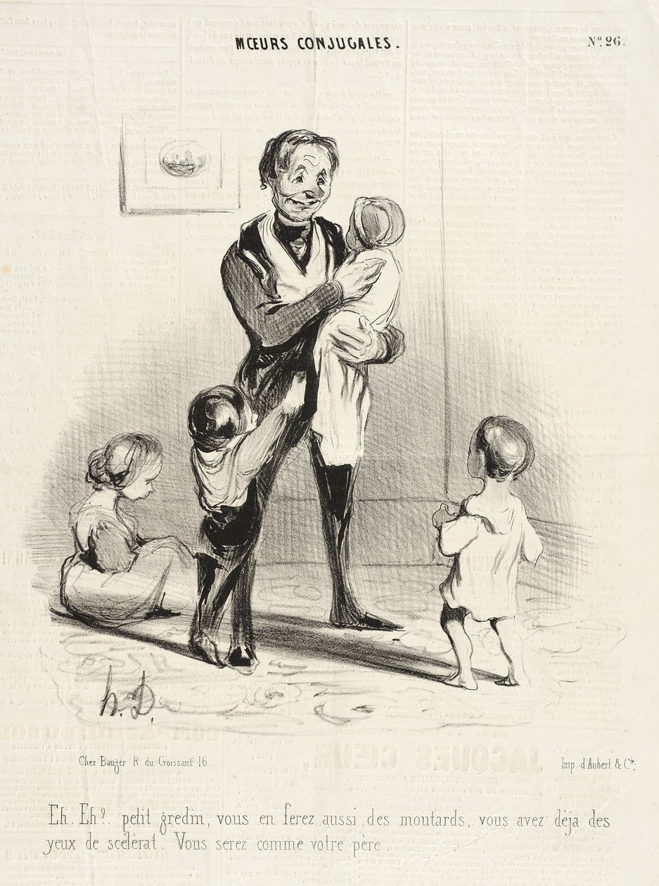 Eh! Eh!... mały łobuzie, ty też narobisz takich bachorów... autorstwa Honoré Daumier