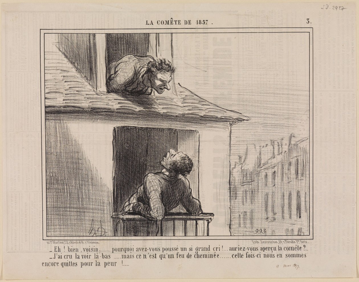 No więc, sąsiedzie,... (Kometa z 1857 roku, tablica 3) autorstwa Honoré Daumier