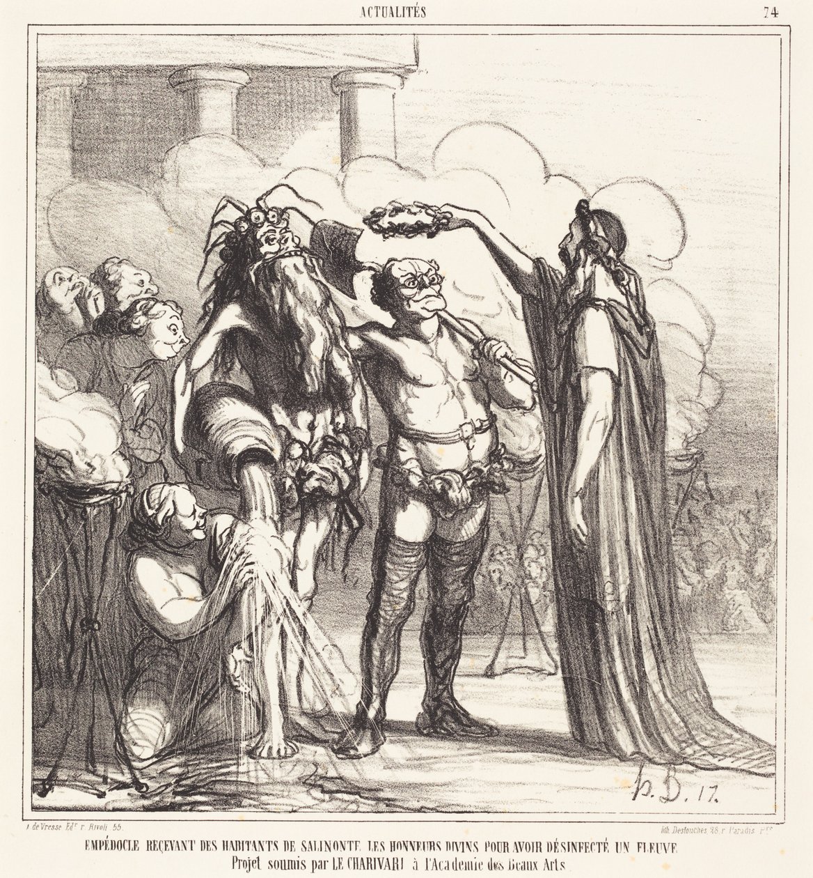 Empedokles odbierający... boskie zaszczyty... autorstwa Honoré Daumier