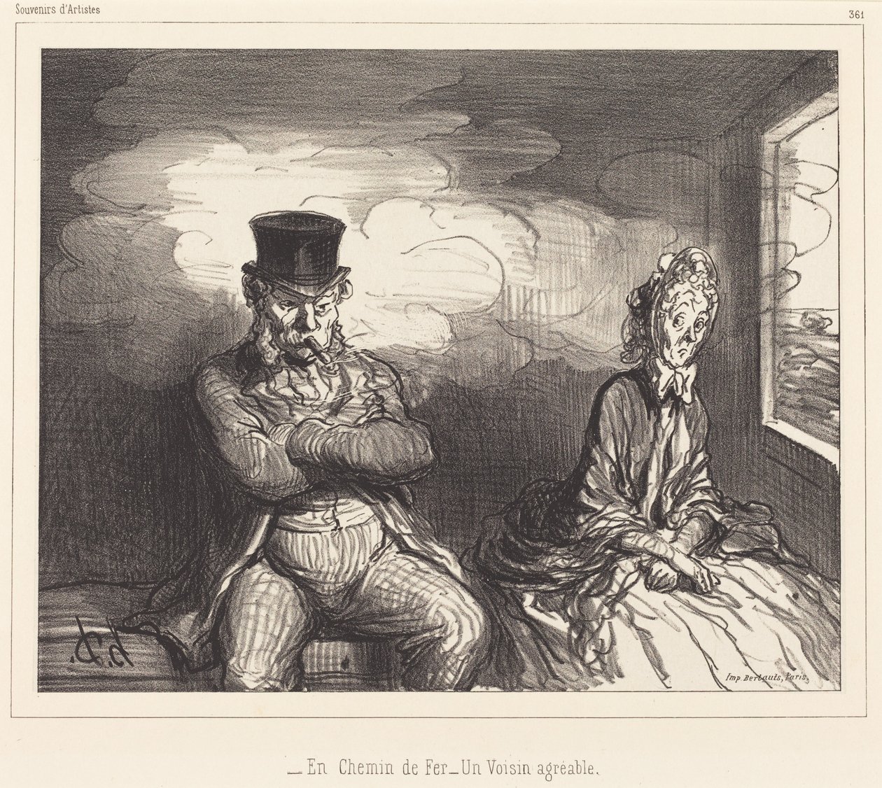 Na kolei... sympatyczny sąsiad autorstwa Honoré Daumier