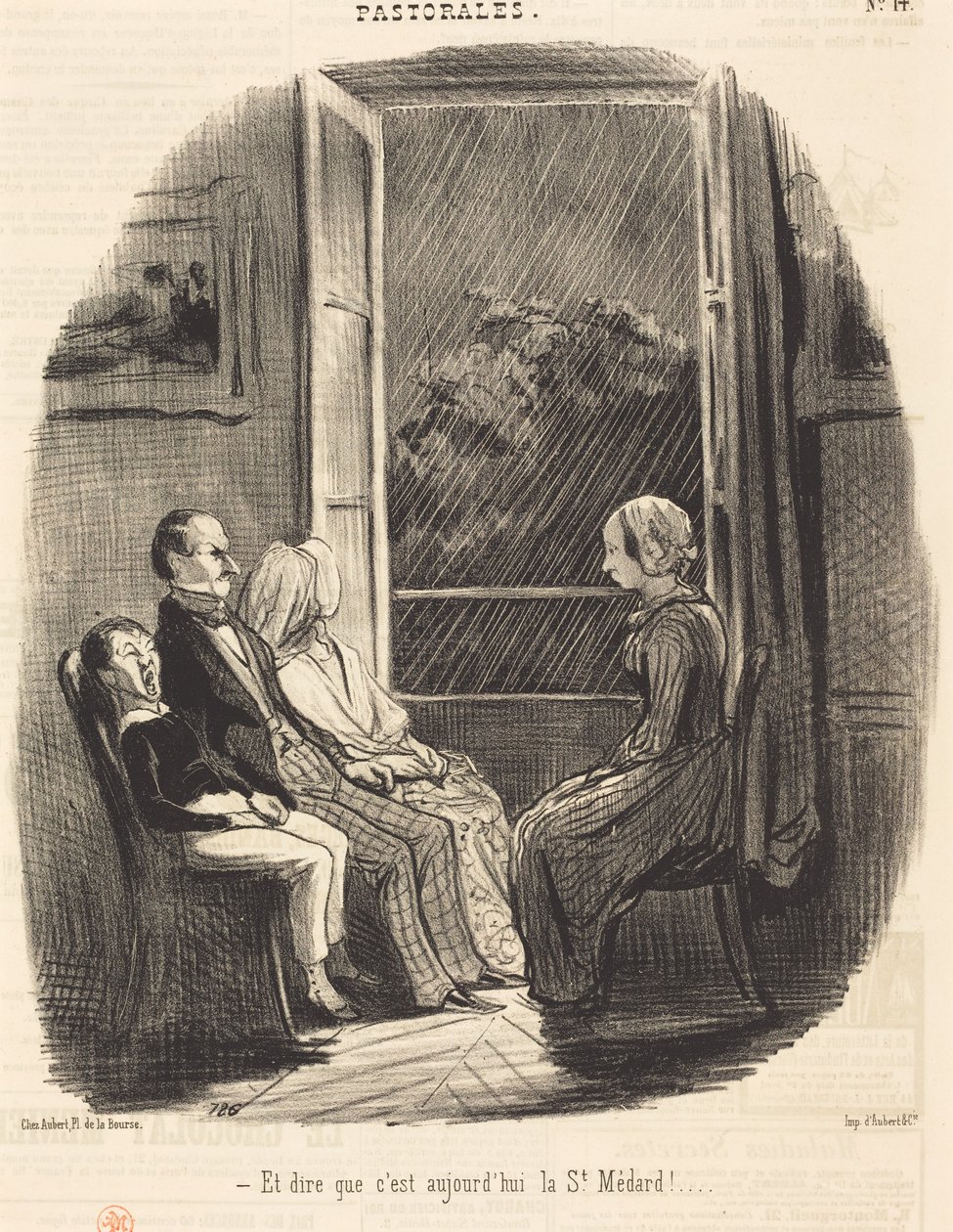 I pomyśleć, że dziś jest dzień świętego Medarda! autorstwa Honoré Daumier