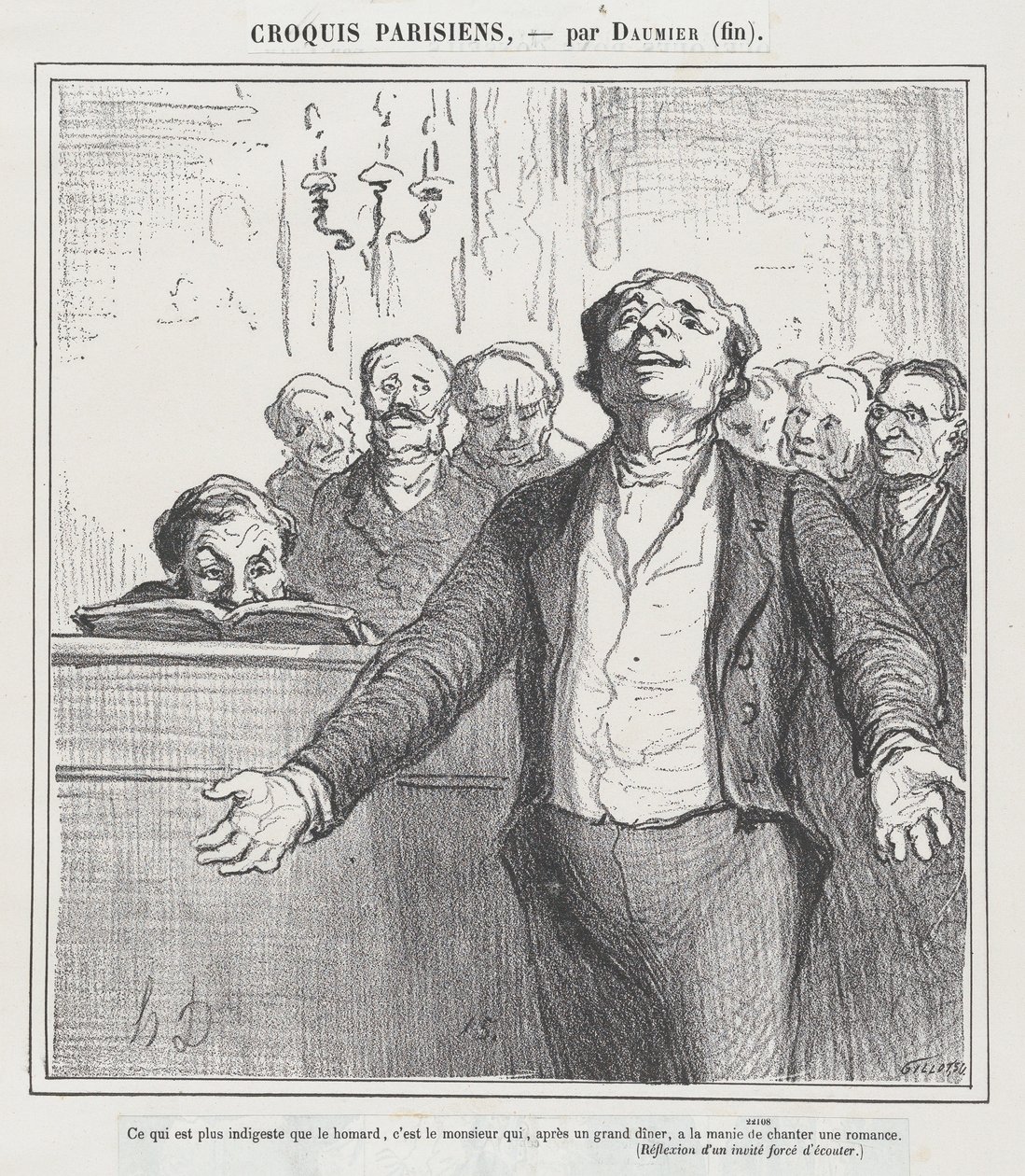 Jeszcze bardziej niestrawne niż kolacja z homarem..., z „Szkiców paryskich” autorstwa Honoré Daumier