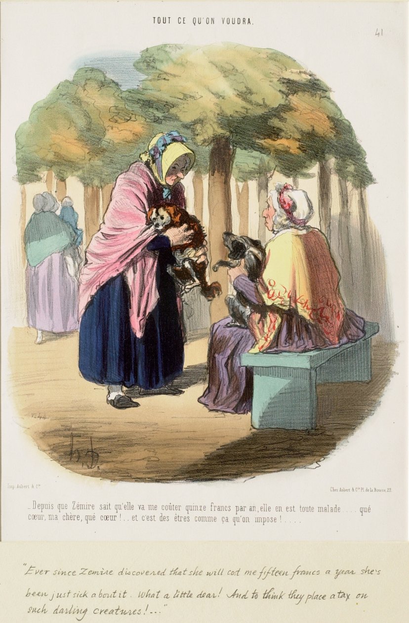Odkąd Zémire wie, że będzie mnie kosztować piętnaście franków rocznie,... autorstwa Honoré Daumier