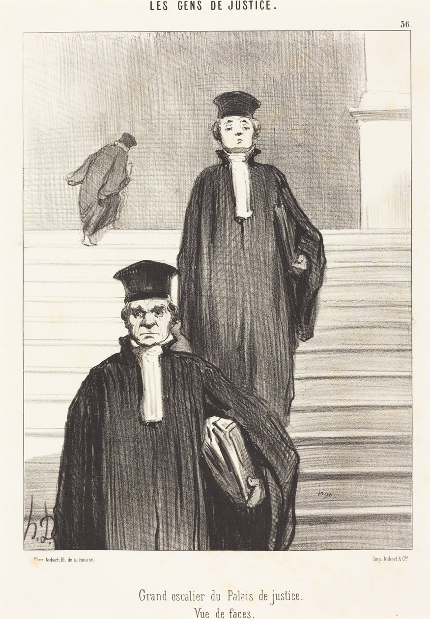 Wielkie schody Pałacu Sprawiedliwości. Widok z przodu autorstwa Honoré Daumier